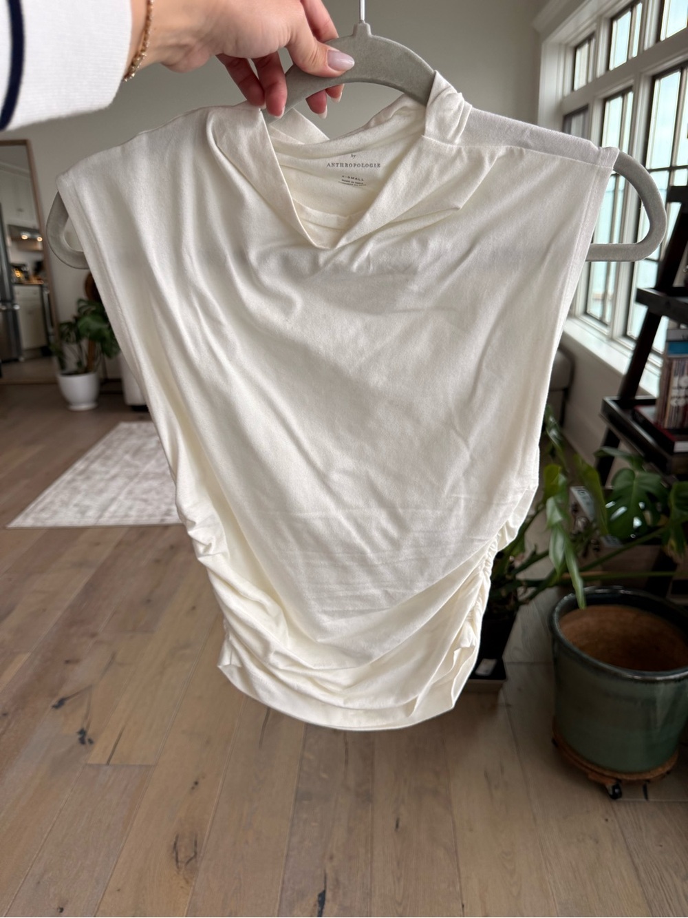 Anthropologie Cream Maeve Sleeveless Draped Top